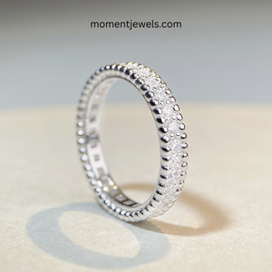 Bague ronde en argent sterling 925 pour femmes, incrustation de zircon, plaqué platine, hypoallergénique, bijoux à porter tous les jours, 3g - Product Image 1