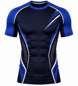 T-shirt de sport pour homme, coupe ajustée, respirant, en toile, à compression premium, séchage rapide, pour la course à pied, la gym, l'entraînement et le fitness - Product Image 2