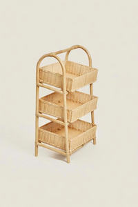 Étagère de rangement pour jouets à 3 niveaux pour enfants, en rotin naturel tressé, armoire de rangement pour poupées pour enfants. - Product Image 4