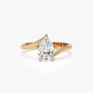 Women's Classic 1 carat Yellow Gold Pear Cut Diamond Engagement Ring Minimalist Style GIA Certified Natural <b>Stone</b> - Product Image 1