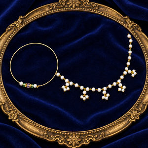 Élégant anneau de nez en or avec perle et chaîne, bijoux de mariée traditionnels, fabricant - Product Image 5