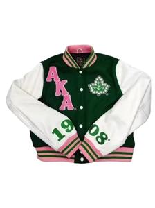 Manufacturer Custom Men's Winter Varsity Jacket Stand Collar Windproof Breathable Leather Sleeves Chenille Embroidered Green - Product Image 4