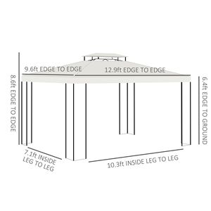 Gazebo da Giardino 13FT X 10FT Bianco Crema con Struttura in Acciaio, Tetto a Doppia Ventilazione e Pali in Metallo per Prato e Cortile - Product Image 3