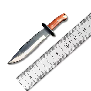 Couteau de chasse Bowie en acier Damas de qualité supérieure, personnalisable, vente en gros OEM/ODM, lame fixe à pointe tombante pour le camping, la pêche et la survie - Product Image 1