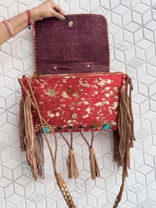 กระเป๋าถือสไตล์โบฮีเมียนสำหรับผู้หญิงกระเป๋าชอปปิ้งขนเฟอร์แบบลำลองพร้อมซับในทำจากไนลอนกระเป๋าถือหนังขนเฟอร์ - Product Image 5