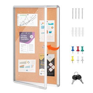 Tablero de Corcho Enmarcado en Aluminio de 36 x 24 Pulgadas con Puerta Acrílica con Cerradura y 2 Llaves, Tablero de Anuncios de Pared Resistente a la Intemperie - Product Image 5