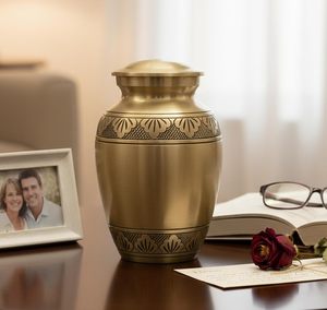Trending Classic Urn Round Handmade Sympathy Decorative <b>Jar</b> Crackled Glaze Traditional Style - Product Image 1