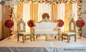 Magnifique ensemble de canapés de scène de fiançailles pour les mariés avec chaises, mobilier de scène de réception de mariage moderne et classique, Royaume-Uni - Product Image 5