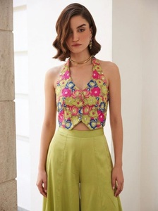 readymade western wear stylish <b>waistcoat</b> with palazzo set - Product Image 5