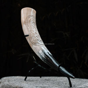 Viking médiéval décor à la maison sculpté corne de buffle corne à boire avec support naturel corne de boeuf Souvenir pour Whacky par FWE - Product Image 4
