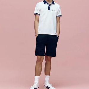 Custom Devon <b>Bubble</b> Stitch Knit Fabric Polo Shirt With Logo For <b>Kids</b> Primary School Uniform - Product Image 5