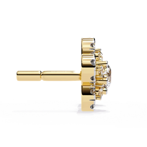 Pendientes Ajretail con Diamante Natural de 0.87ct, Corte Brillante Redondo, Oro de 14K, Diseño Floral, Color HI, Claridad VS-SI, Certificados - Product Image 3