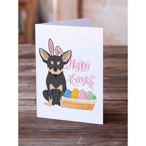 Whimsical A7 Size 5x7 Black Cream Chihuahua <b>Easter</b> Greeting <b>Cards</b> <b>Pack</b> of 8 Blank Note <b>Cards</b> with Envelopes - Product Image 2