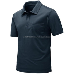 Chemises de golf personnalisées pour hommes, manches courtes, t-shirts de sport actifs, légers, à séchage rapide, avec poche - Product Image 5
