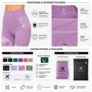 X Sports City <b>Women</b> Sublimated & Printed High Waist <b>Leggings</b> Gradient Color Seamless Four-Way Stretch Pants With Pockets OEM/ODM - Product Image 3