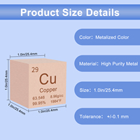 Cubo de Cobre de 1 Pulgada, 99.95% de Pureza, Metal de Alta Densidad para Colección de Elementos, Experimentos con Objetos Pequeños y Pesados