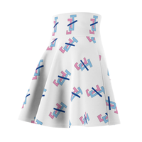 Jupe Skater Blanche Imprimée pour Femme, Taille Haute, Évasée, Coupe Trapèze, Décontractée, Extensible, Séchage Rapide, Respirante, Tendance Estivale