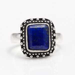 Lapis Lazuli Octagon <b>Ring</b> <b>925</b> Sterling <b>Silver</b> Filigree Vintage Art Deco IGI Certified Gemstone <b>Ring</b> Handmade Women Jewelry - Product Image 1