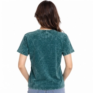 Camisetas de Algodón Personalizadas de Verano, Ecológicas, de Secado Rápido, Nueva Colección de Alta Calidad para Mujer, Corte Regular, Cuello en V, Lavado Ácido, con Servicio OEM - Product Image 2