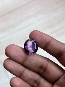 Pierre précieuse naturelle en améthyste rutile à taille ovale et facettes - Product Image 2