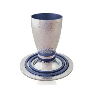 Juego de Copas y Platos para Kiddush de Aluminio, Ecológico y Sostenible, Estilo Americano, Copa de Vino, para Fiestas de Cócteles, con Rayas Doradas y Plateadas de Lujo - Product Image 6
