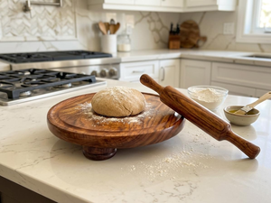 Ensemble Chakla Belan en bois avec support, planche à faire des roti et chapati, et rouleau à pâtisserie en bois fait main pour la pâte à pizza et la pâtisserie maison - Product Image 4