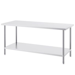 Mesa de Preparación de Acero Inoxidable de Alta Resistencia de 30 x 72 x 34 Pulgadas con Capacidad de Carga de 920 Libras y Fregadero con Altura Ajustable en 3 Niveles - Product Image 1