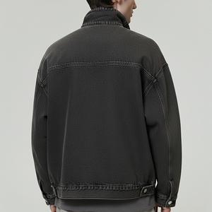 Nouvelle veste en jean délavé foncé avec fermeture éclair M-Zip, design personnalisé, pour homme, avec logo brodé sur mesure, modèle épais, collection 2025 - Product Image 3