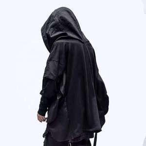 Sweat à capuche streetwear techwear unisexe, style tactique cyberpunk darkwear, noir, coupe oversize, gothique, urbain, automne, décontracté - Product Image 4