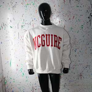 MCGUIRE ASH GREY <b>Mock</b> <b>Neck</b> Sweatshirt 100% RED Applique Embroidery wide <b>neck</b> Sweatshirt Finer Threads - Product Image 5