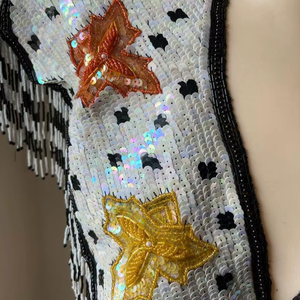 Últimos Tops Bralette con Cuentas y Flecos de Piedras Preciosas en Rojo y Dorado para Mujer, Estilo Sirena, para Carnaval y Fiestas - Product Image 1