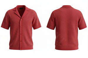 เสื้อเดรสแขนสั้นสำหรับผู้ชายเสื้อดีไซน์แบบถักระบายอากาศได้ดีทำจากผ้าฝ้ายสีล้วนทันสมัย - Product Image 6