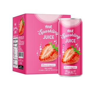 Jus de fraise gazeux Vinut 250 ml sans sucre, fabricant de boissons OEM ODM sous marque privée avec conception d'étiquette gratuite - Product Image 1