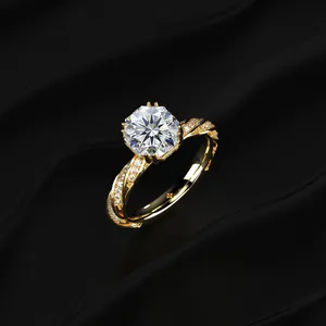Anillo de compromiso octogonal con diamante solitario y banda pavé retorcida disponible para mujer. Compre directamente de un proveedor indio de confianza. - Product Image 3