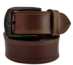 Ceinture en cuir sur mesure pour homme, ceintures en cuir véritable à double couture, boucle de haute qualité, 100% cuir - Product Image 6