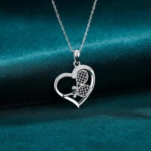 Collar de Plata de Ley 925 con Colgante de Raqueta de Tenis, Regalo para Amantes del Tenis, Joyería Deportiva para Mujer - Product Image 1