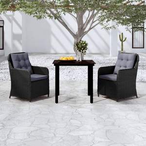 Juego de Comedor de Jardín de 3 Piezas, Acero con Recubrimiento en Polvo Negro, Duradero y Elegante - Product Image 1
