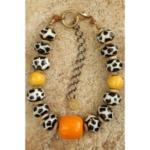 Collier élégant ethnique en résine et bois avec cristaux, accessoires de mode - Product Image 3