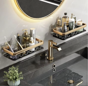 Organizador de Baño de Aluminio con Doble Estante, Montado en la Pared, Color Negro, OEM/ODM Vietnam - Product Image 6