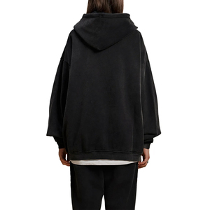 Sweat à capuche d'hiver oversize en molleton de coton, coupe carrée, avec poche, design minimaliste, ourlet côtelé, coupe décontractée, style urbain - Product Image 2