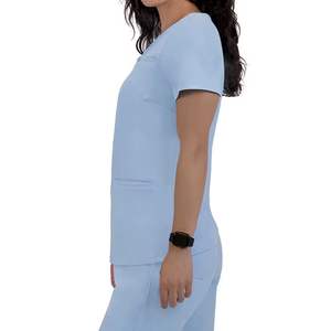 Ensemble de Blouses Médicales Unisexe en Spandex/Polyester Confortables à Col en V et Manches Courtes avec Pantalon – Uniforme d'Infirmière pour Hôpital (Vente en Gros) - Product Image 5