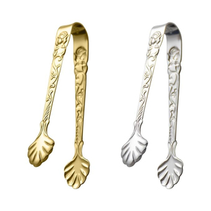 Pinzas de Servir Mini de Acero Inoxidable con Relieve de Rosa, Pinzas para Cubitos de Hielo y Azúcar en Dorado y Plateado, para Fiestas, Bares y Cocina - Product Image 1