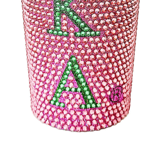 AKA Pink Green Bling Tumbler <b>with</b> <b>Lid</b> and Straw Sparkling Insulated <b>Reusable</b> Travel <b>Cup</b> Sorority Drinkware Gift for Hot Cold - Product Image 5