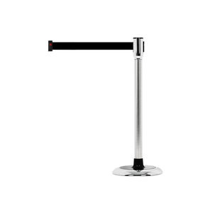 [BS-SS(BK)] Système d'assemblage facile, poteau de guidage à sangle rétractable à vitesse lente, double revêtement PTFE, barrière professionnelle pour la gestion des files d'attente et le contrôle des foules - Product Image 1