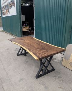 Table à manger pliable en bois d'orme recyclé vieilli, style traditionnel, 12 places, plateau épais, imperméable et écologique - Product Image 1