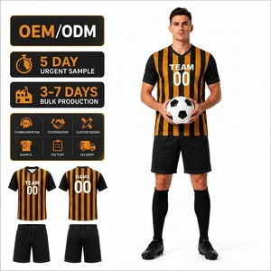 Custom <b>Soccer</b> Jersey Kit Team Uniform Club Stripe Design Wholesale OEM ODM Low MOQ Quick Sample Fast Production - Product Image 1
