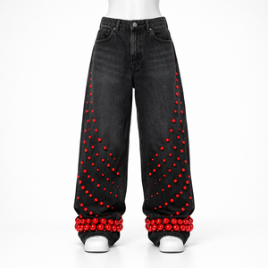 Jeans Baggy Rectos Personalizados de Estilo Urbano para Hombre, Jeans de Mezclilla de Algodón Desgastados, Jeans de Moda Vintage para Hombre - Product Image 2