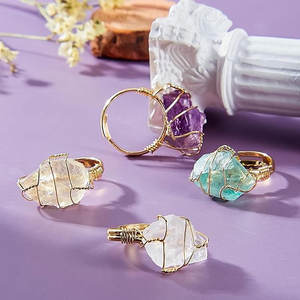 แหวนเงินแท้ดิบแบบวินเทจ ประดับแบบเบเซลล์  ลวดพันปรับขนาดได้ สไตล์โบโฮ  แหวนบำบัด  ขายส่ง HARI OM CREATIONS - Product Image 2