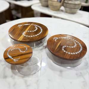 LuxeGrain Pearl Candy Holder Handcrafted Wood & MOP <b>Acrylic</b> Sweet Box for Ramadan 2027 Iftar Tables, Eid & Luxury Interiors - Product Image 5