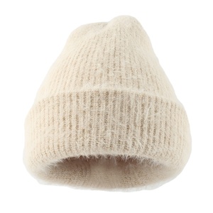 Comprar diseño simple al por mayor logotipo personalizado bordado liso en blanco color invierno puños de punto de gran tamaño gorros cálidos sombreros 2025 - Product Image 3